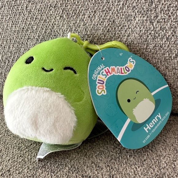 Nwt  🐢  3"  Henry Winking Green Trutle  Clip-On Fuzzy Tummy  Squishmallows - Picture 2 of 3
